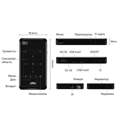 Фото: Проектор DLP TEX P09 1/8 Gb 4K 3D Android 9.0-7 Проектор DLP TEX P09 1/8 Gb 4K 3D Android 9.0-7